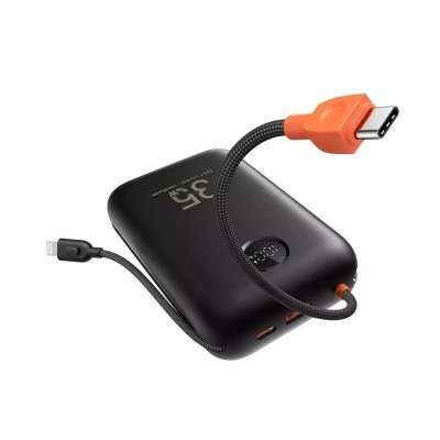 Powerbank Veger K3 (W3018) PD QC3.0 35W 30000 mAh z wbudowanymi kablami Typ C / Lightning czarny