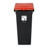 Kosz FLAP BIN 53L czarny / pokrywa czerwona / zużyte środki ochrony 