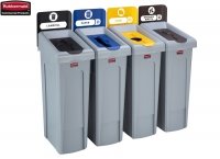 Stacja do Recyklingu Slim Jim® 4 stumienie 87L closed (black)/paper (blue)/bottles (yellow)/closed (brown)