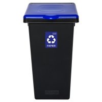 Kosz FLAP BIN 75L czarny / pokrywa niebieska / papier 