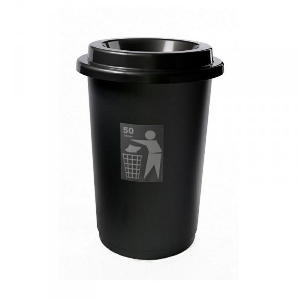 Kosz na śmieci ECO BIN 50L NEUTRAL czarny czarna pokrywa
