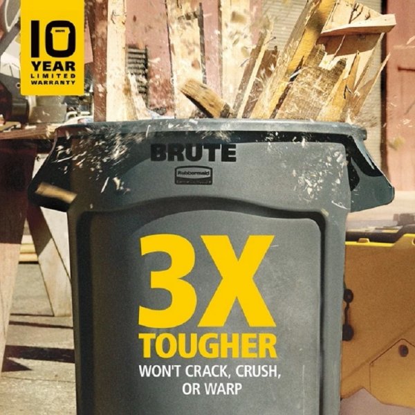 Kontener BRUTE®  75,7L 2620-00 Grey okrągły z kanałami