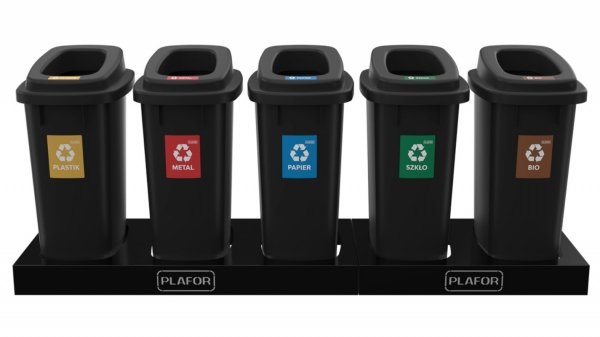 Kosz do segregacji SORT BIN 90L Czarny plus komplet 6 etykiet