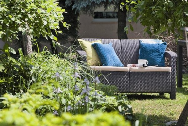 Meble ogrodowe sofa 2-osobowa CORFU brąz/c.beż