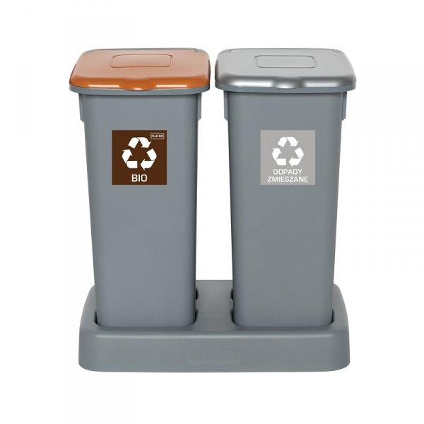 Kosz FLAP BIN 20L szary / pokrywa brązowa / bio