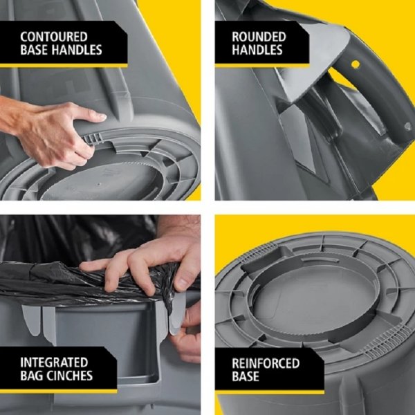 Kontener BRUTE®  37,9L 2610-00 Grey okrągły z kanałami