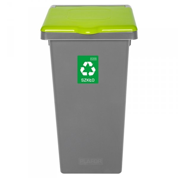 Kosz FLAP BIN 75L szary / pokrywa zielona / szkło 