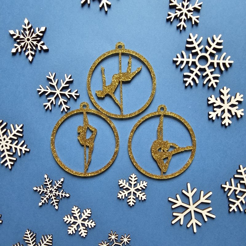 Set of 9 Pole Dance Christmas Ornaments