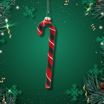 Eleganckie Ozdoby Świąteczne &quot;Czerwono-Zielona Laseczka Cukrowa&quot; z Szkła od Kamai Christmas Decoration®