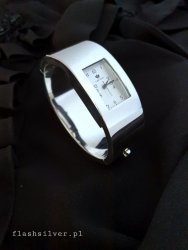 Zegarek ze srebra pełna gruba bransoleta 