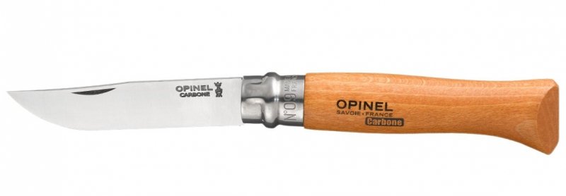 Nóż składany Opinel 9 - Lekki nóż turystyczny z blokadą Virobloc, stal węglowa, ergonomiczna rękojeść z drewna bukowego - 210 mm - Opinel