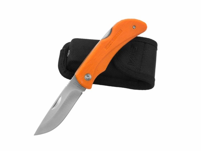Nóż Eka Swede 8 - Składany nóż turystyczny do outdooru, blokowane ostrze, ergonomiczna gumowa rękojeść - 8 cm - Eka