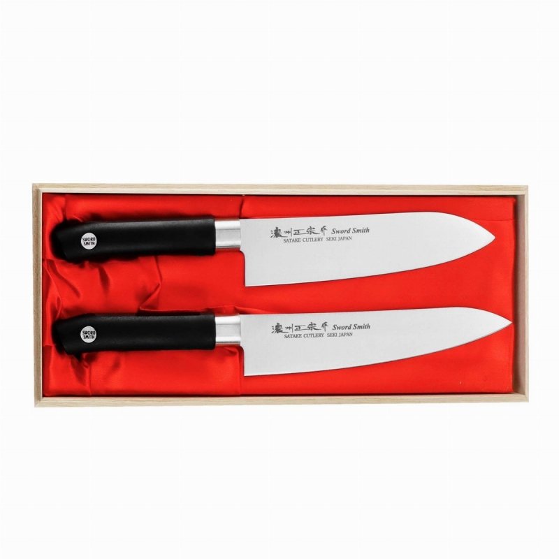 Satake Sword Smith Zest.Szefa+Santoku  w drewnianym pudełku