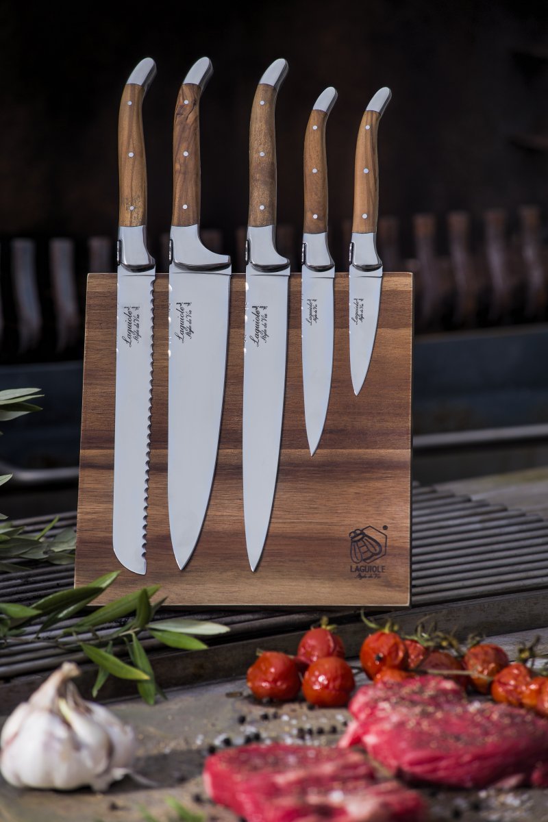 Noże kuchenne Style de Vie drewno oliwne z blokiem