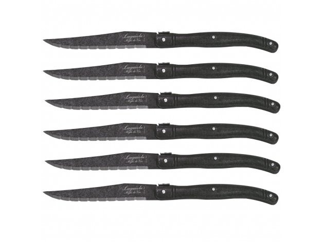 Nóż Laguiole do steków Black Stonewash 6 szt.