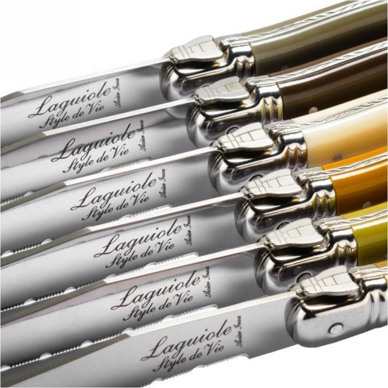 Nóż Laguiole do steków z stali nierdzewnej 6 sztuk w bloku drewnianym #2