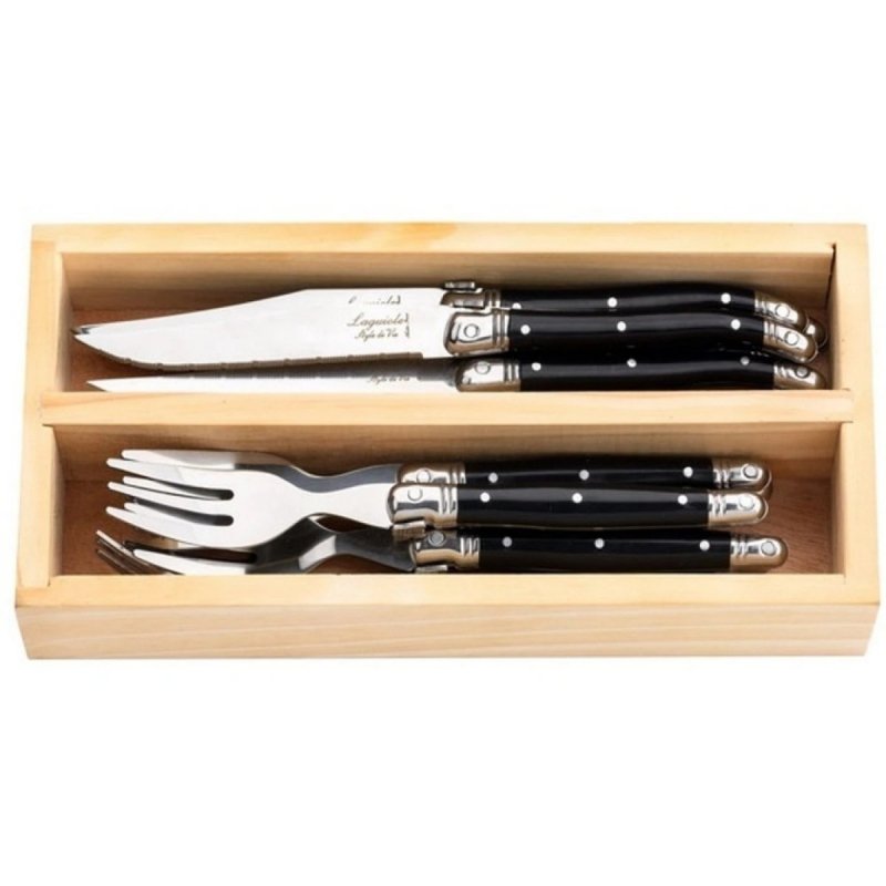 Laguiole Style de Vie - Premium Mini Zestaw Sztućców, Czarny, 12 Elementów