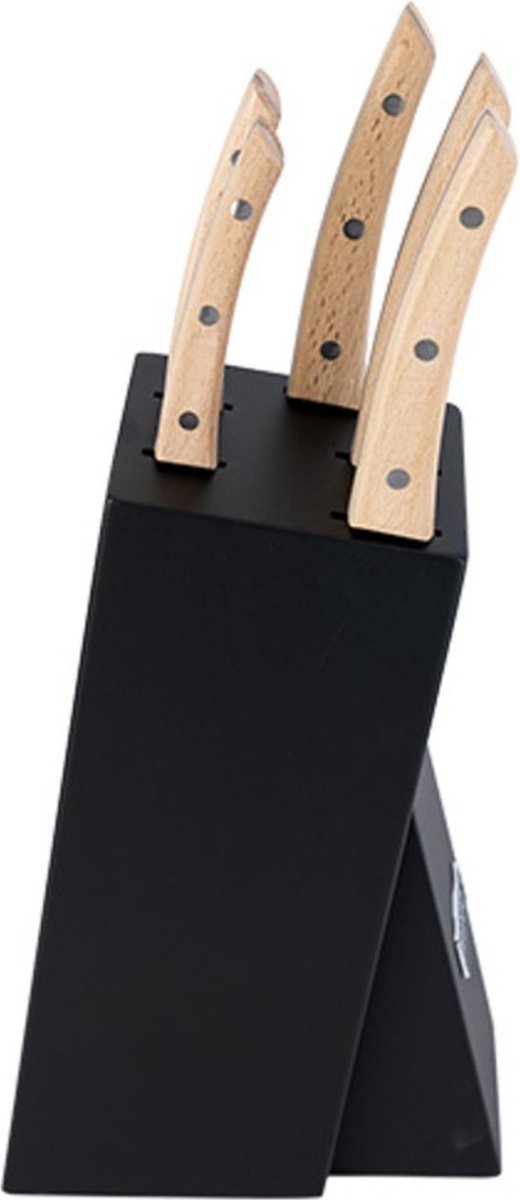 Zestaw stylowych  noży kuchennych w czarnym bloku  Homey's Bokträ, 5 elementów