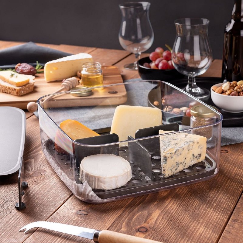 Pojemnik na sery Amuse z przegródkami - do lodówki, BPA free, zmywarka