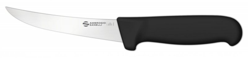 Nóż trybownik zakrzywiony Ambrogio Sanelli Supra, elastyczne ostrze, 13 cm, czarny