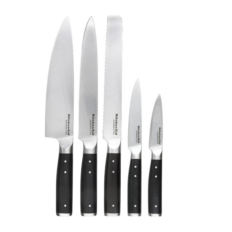 KitchenAid blok z 5 nożami, nożyczkami i ostrzałką 6-cz
