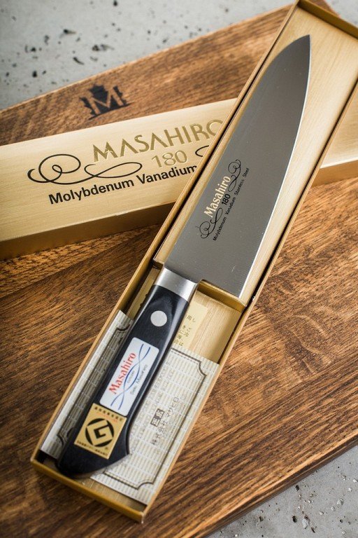 Nóż Masahiro BWH Santoku 17 cm black pakkawood MBS-26