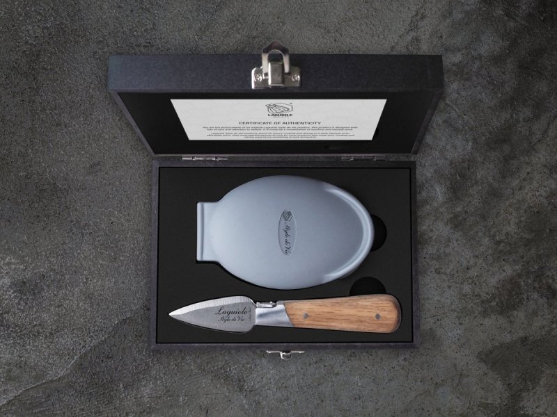 Nóż do ostryg 5,5 cm Style De Vie drewno dębowe Laguiole Eleganckie pudełko na prezent