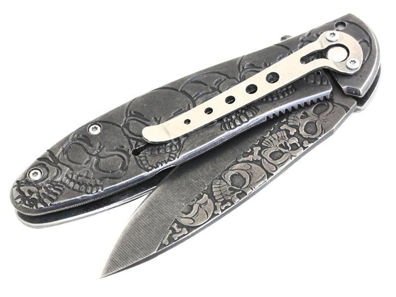 Nóż Magnum Dia De Los Muertos - Składany z blokadą Frame Lock, flipper, stal 440A inox, do codziennego użytku EDC - 200 mm - Boker