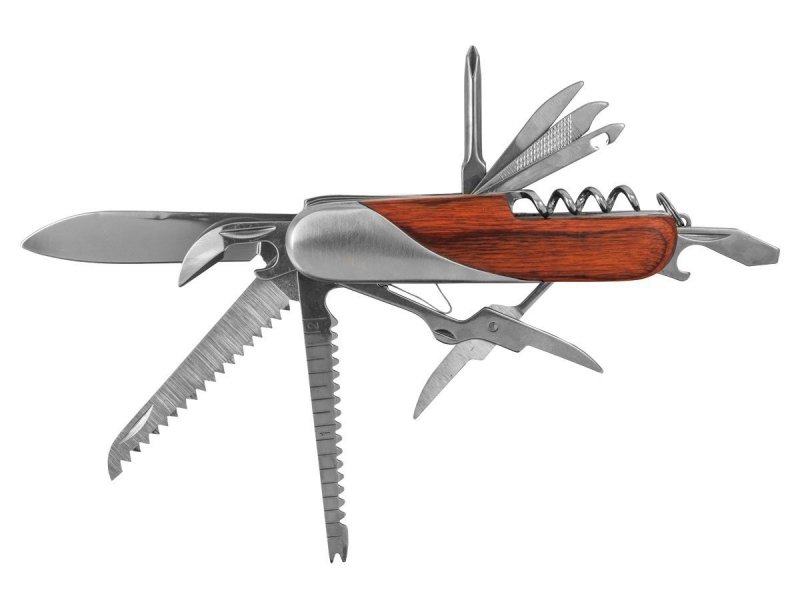 Scyzoryk wielofunkcyjny Joker - 14 narzędzi, stal nierdzewna, z korkociągiem i nożyczkami, do wędkowania i survivalu - 90 mm - Joker