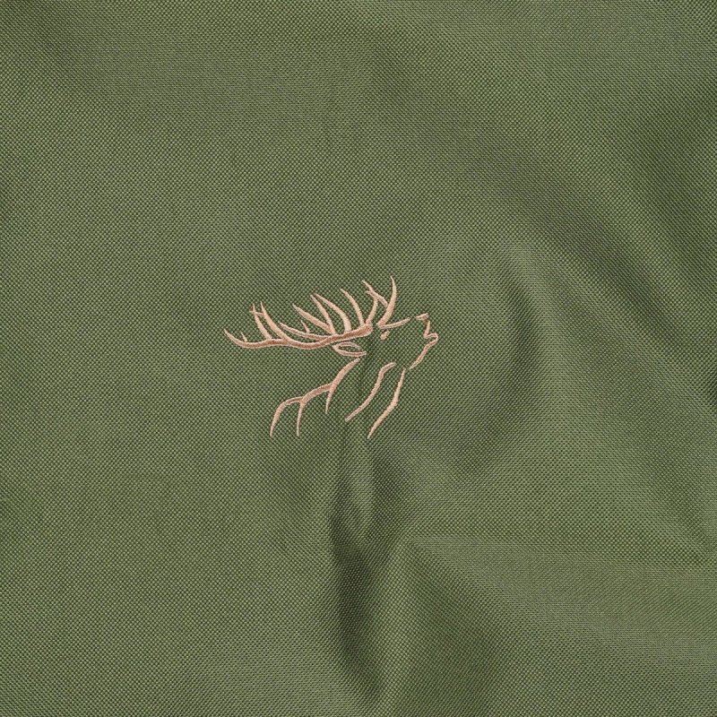 Pokrowiec na fotel samochodowy przód oliwkowy 02, haft jeleń beż