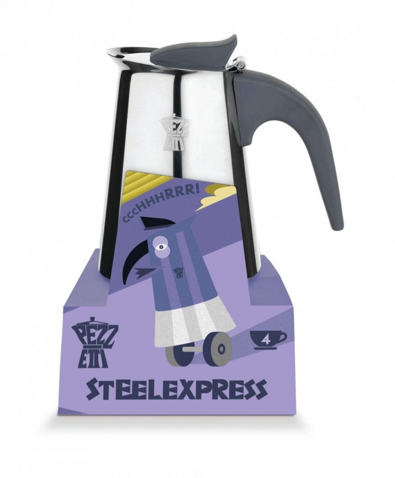 PEZZETTI STEELEXPRESS Stalowa Kawiarka Indukcyjna (2 Filiżanki) - Srebrny Steelexpress