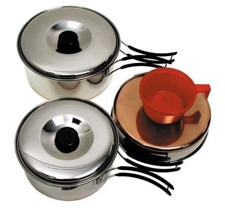 Zestaw naczyń turystycznych Mil-Tec ze stali nierdzewnej 2-osobowy