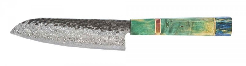 Dan Woo custom nóż Santoku 16,5 cm Damast T10