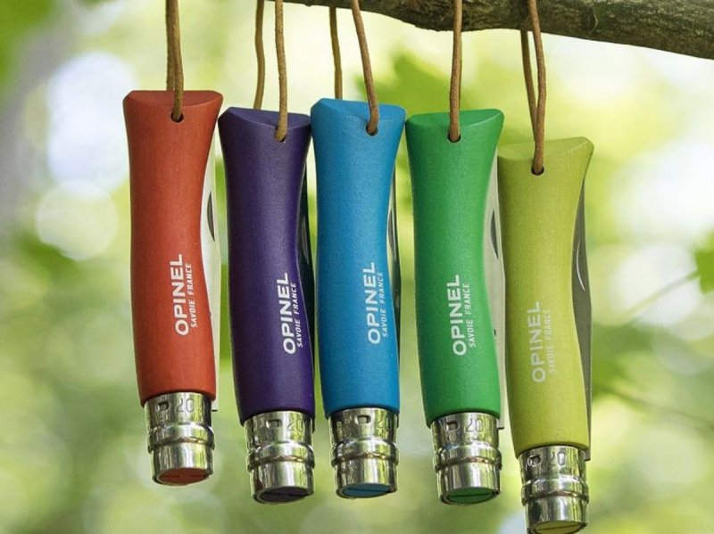 Nóż Opinel Colorama 07 inox grab niebieski z rzemieniem