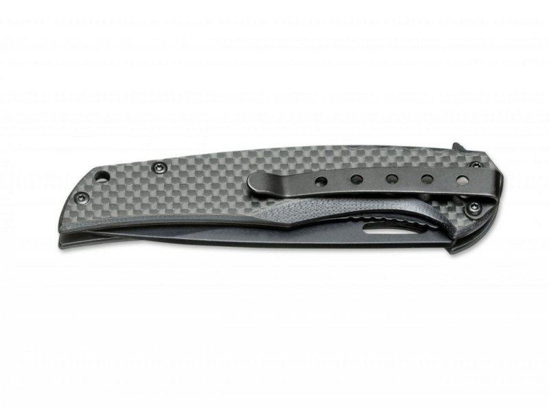 Nóż Magnum Black Carbon, stal 440A, włókno węglowe, klips