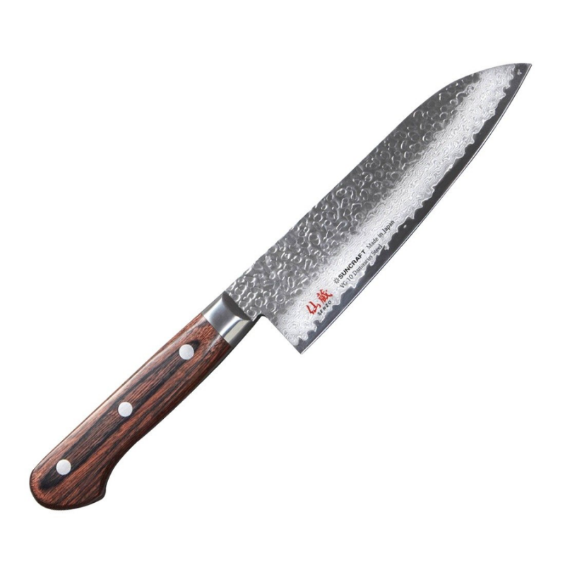 Nóż Kuchenny Suncraft SENZO Universal Santoku 165 mm ze Stali Damasceńskiej