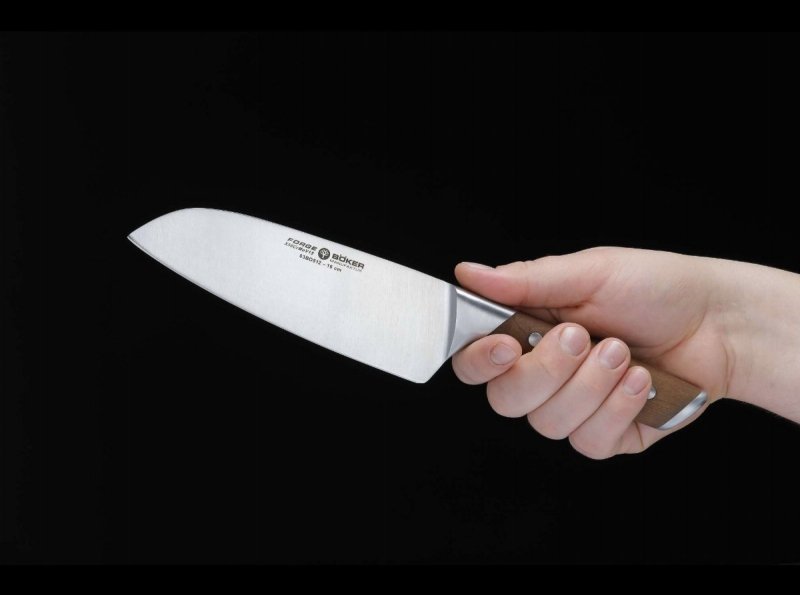 Nóż Santoku Boker Forge Wood – Stal X50CrMoV15, Ostrze 160 mm