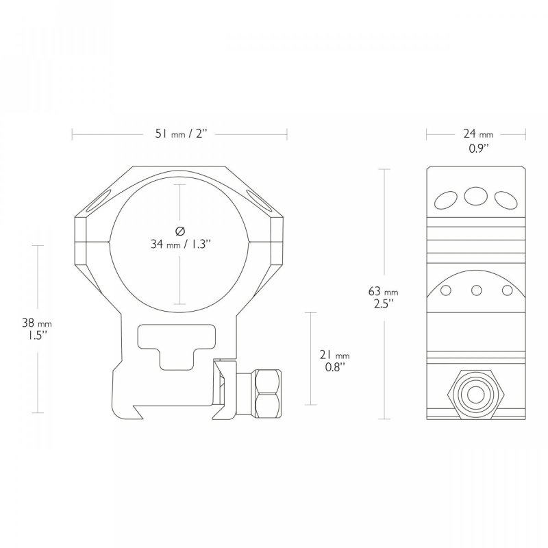 Montaż lunety Hawke Tactical wysoki 34 mm Weaver
