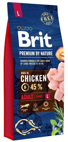 Brit Premium By Nature L Adult karma dla dorosłych psów z kurczakiem 15kg