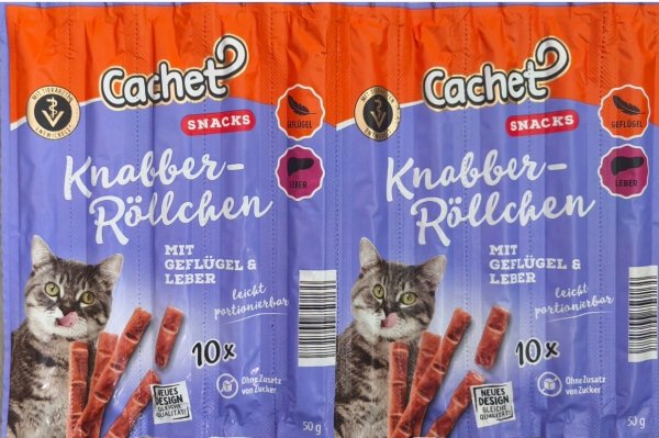 Cachet kabanosy dla kota drób wątróbka 10 szt.