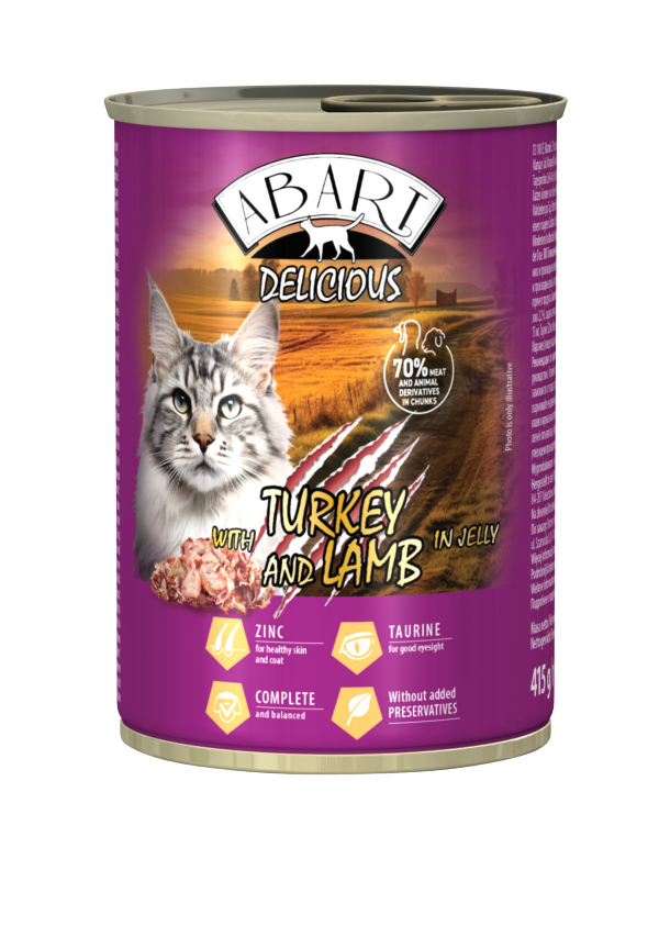 Abart Delicious Puszka dla kota indyk jagnięcina w galaretce  415g 