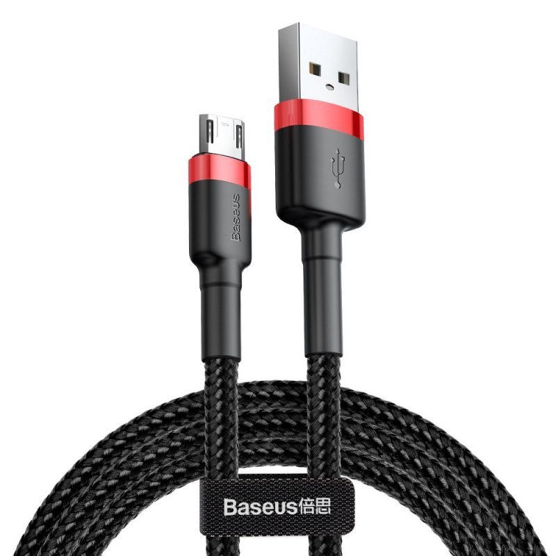 BASEUS kabel USB Cafule Micro 2,4A 1 metr czerwono-czarny CAMKLF-B91