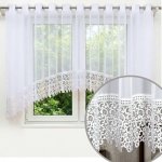 Biała firana woalowa Bella 300x150 cm – łuk z gipiurą 30 cm na przelotkach