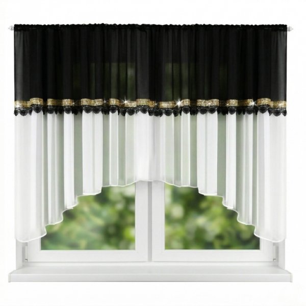 Gotowa firanka do kuchni i salonu Margot – eleganckie wykończenie okna.