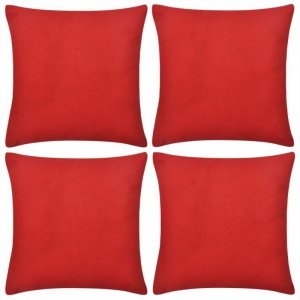 4 Czerwone bawełniane poszewki na poduszki 80 x 80 cm