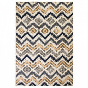 Nowoczesny dywan w zygzak, 80x150 cm, brązowo-czarno-niebieski