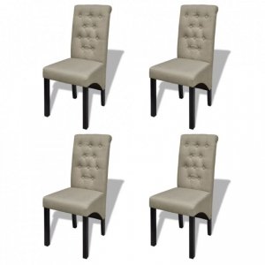 Krzesła stołowe, 4 szt., beżowe, tkanina