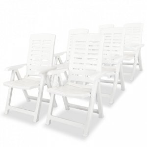 Rozkładane krzesła ogrodowe, 6 szt., plastikowe, białe