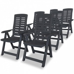 Rozkładane krzesła ogrodowe, 6 szt., plastikowe, antracytowe