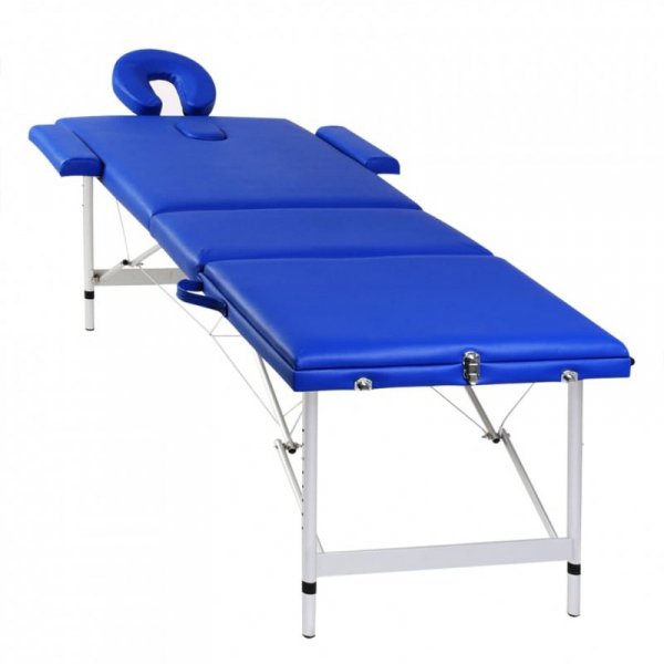 Niebieski składany stół do masażu 3 strefy z aluminiową ramą